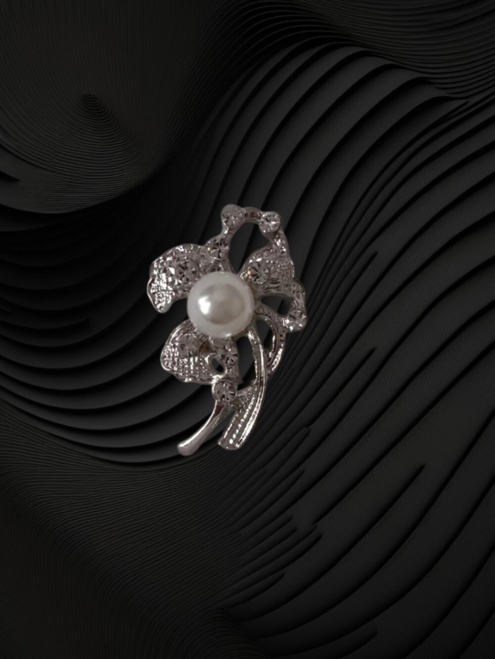 Floral Motif Silver Brooch